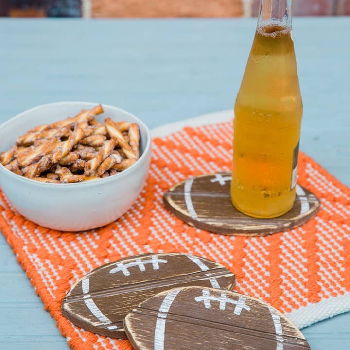 Grace Graffiti - Wholesale Coasters - Football Wooden Coasters, Set of 4