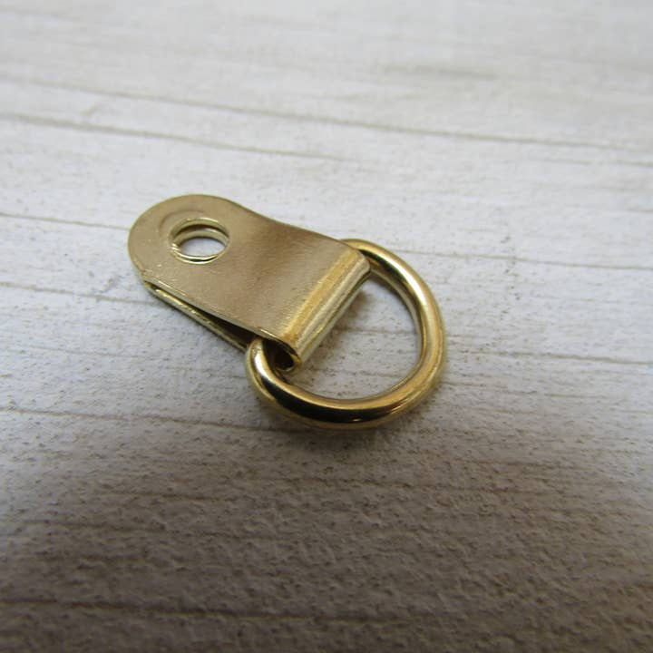 IronmongeryWorld - Wholesale Picture frame - Pack of 20 D Rings Small Single Brass Gold