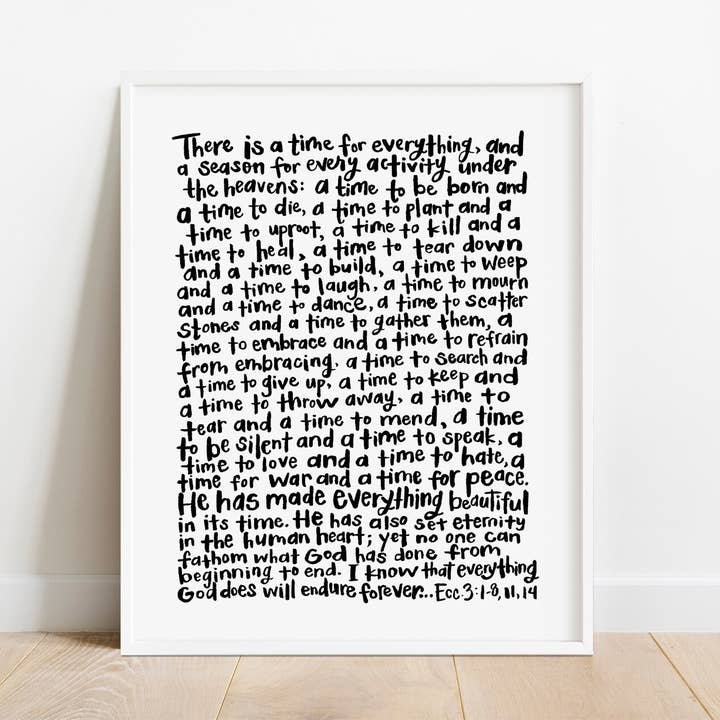 Ecclesiastes 3 Print, handgeschreven kunstdruk, Bijbeltekst voor wholesale door Huntington Letters