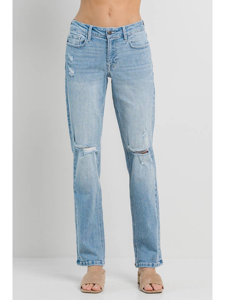 Light Denim Straight with Knee Rips for wholesale on Faire3