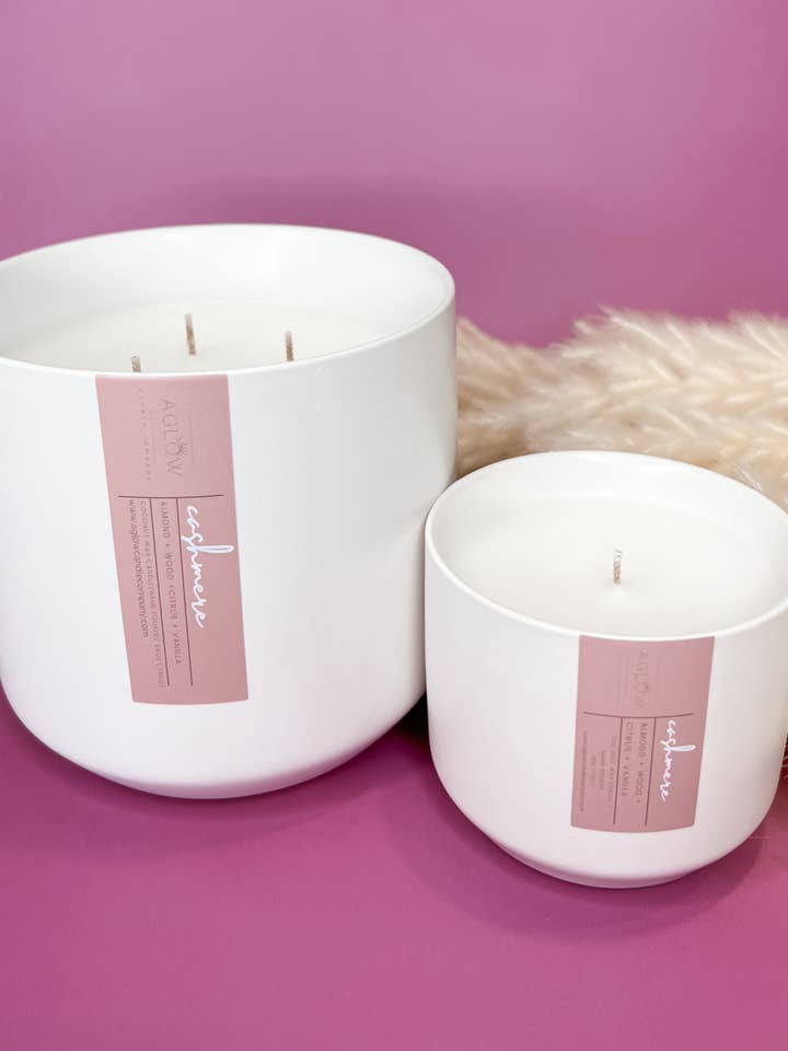 CASHMERE - Almond + Wood + Citrus + Vanilla for wholesale by Aglow Candle Company