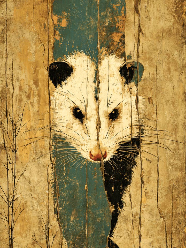 Opossum Ansikte Vintage Vildmarkskonsttryck - 8"x10" Konstverk för wholesale av Mowbi