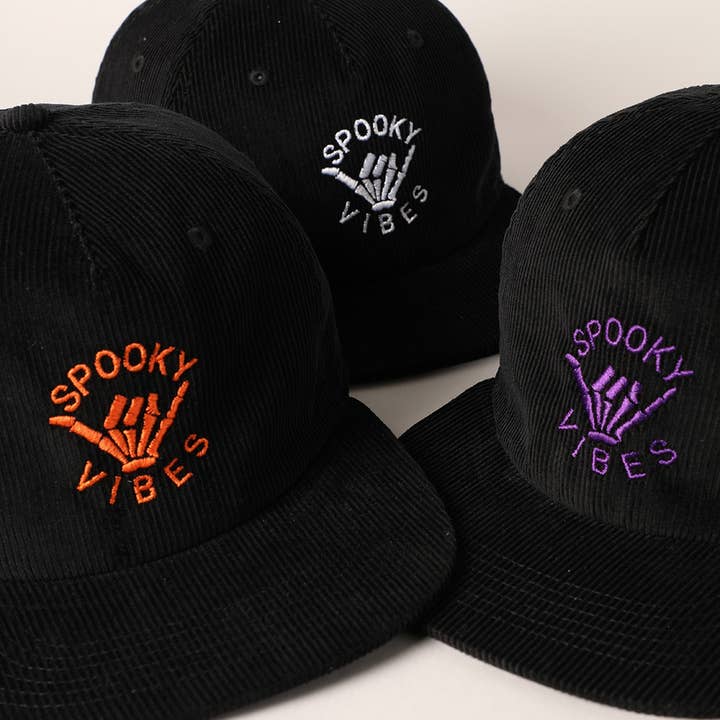 Spooky Vibes Embroidery Design Corduroy Cap for wholesale by Fashion City