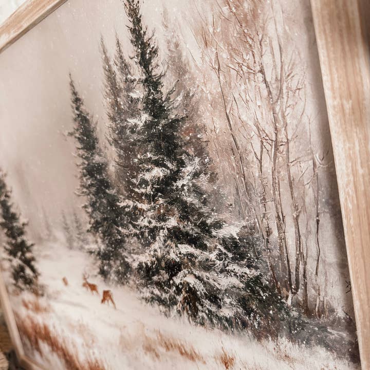 WillowBee Signs & Designs - Wholesale Sign - Snowy Forest with Deer Wood Sign5