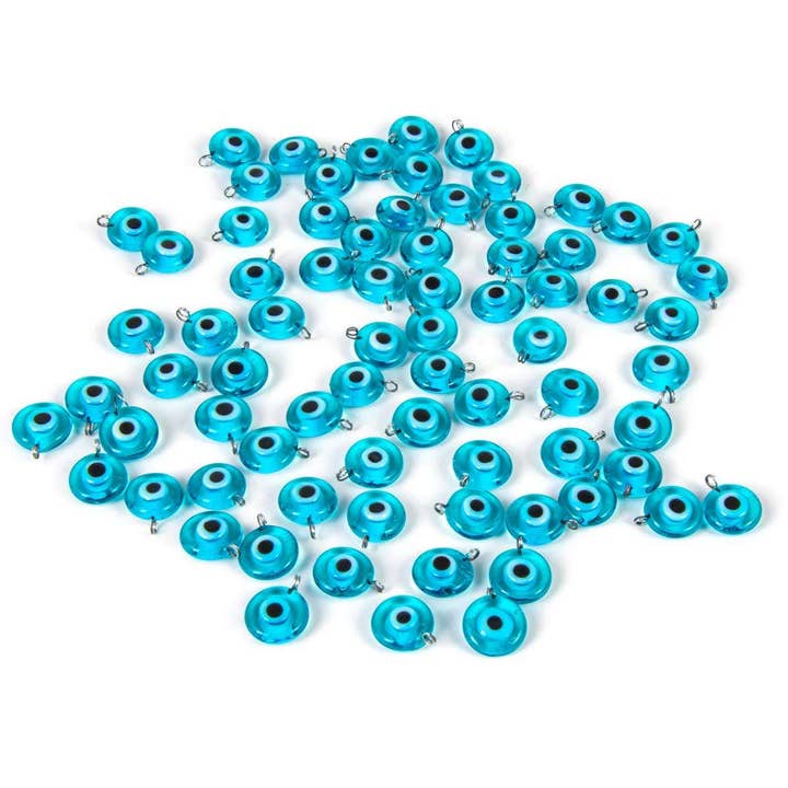 Handcrafted Glass Charm Evil Eye Pendants Blue 10 Pieces for wholesale by CRETE TRADING INC