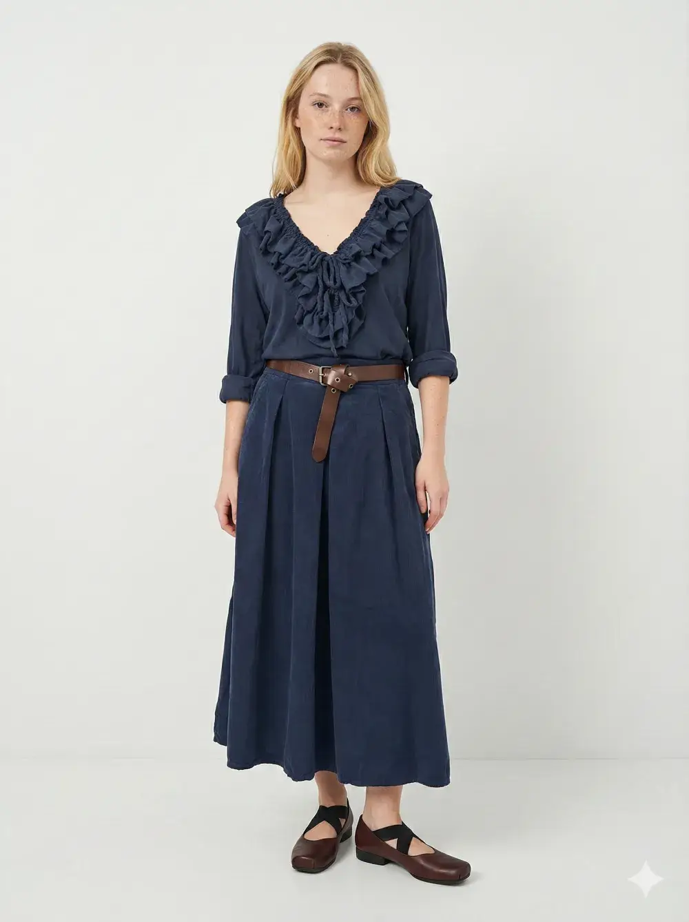 Mimi & Gogo - Wholesale Skirt - Women's - Velvet Skirt With Belt @8855_JuVCeinture13