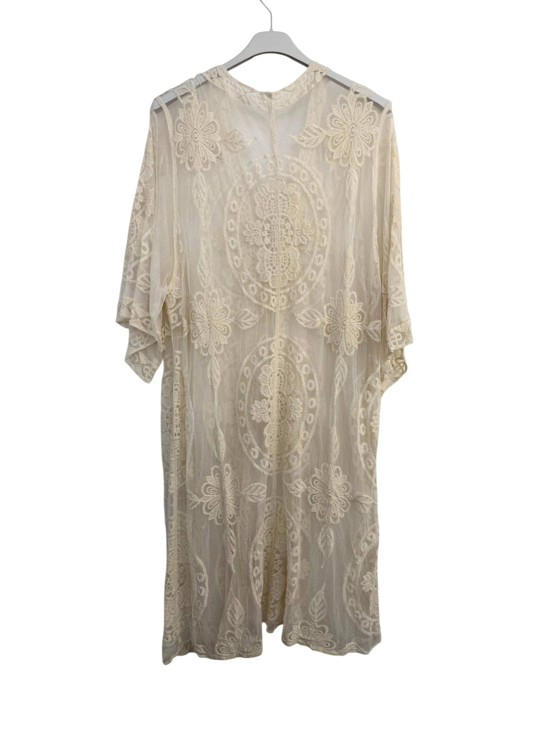 L.STEVEN - Venta al por mayor Kimono - Mujer - Kimono de tul bordado de largo medio CF0163