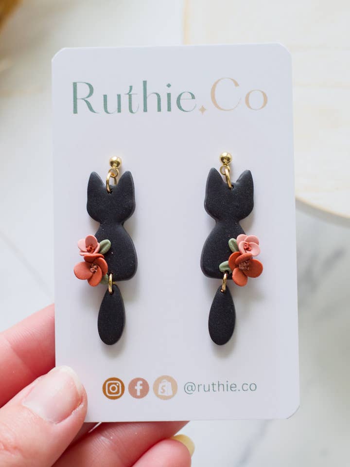 Floral Cat Dangles for wholesale by Ruthie and Co.
