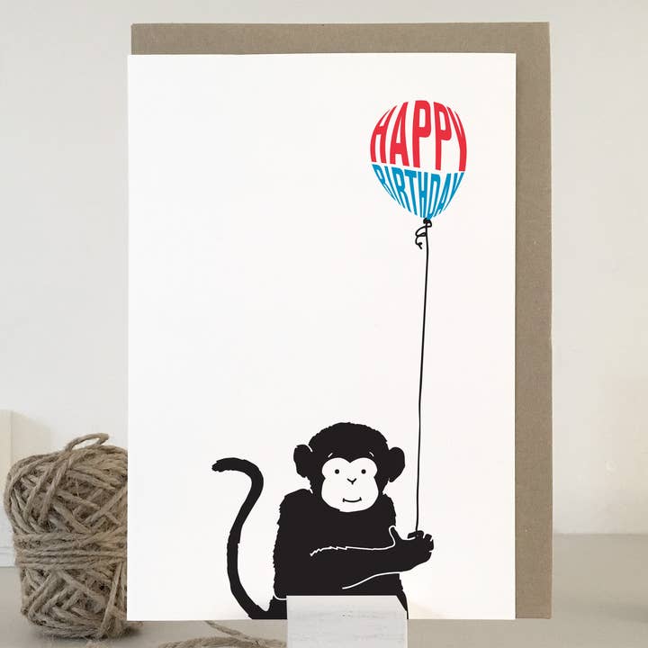 Monkey fødselsdagskort | Køn-neutral | Lykønskningskort for engroshandel hos Purpose & Worth etc