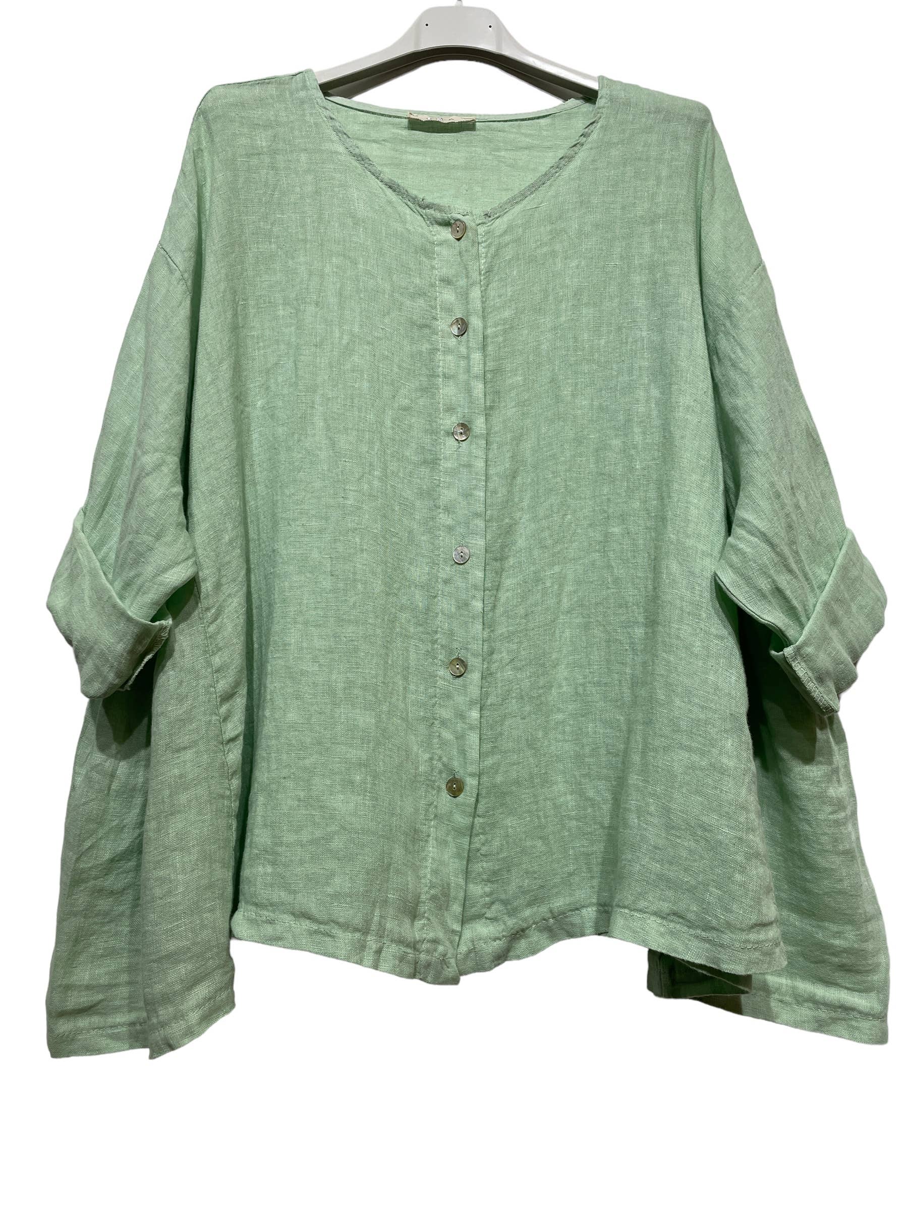 LINEN & COTTON HOUSE – Großhandel Hemd mit Button-down-Kragen – Damen – 61911 Bluse aus Leinen und Baumwolle – Einheitsgröße18