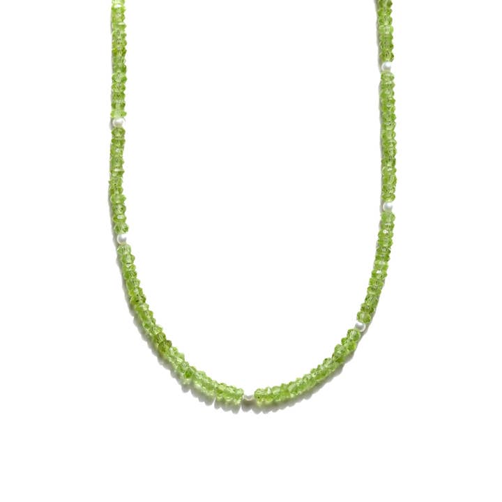 Collier perlé en péridot et perles pour la vente par Julia Szendrei Jewelry