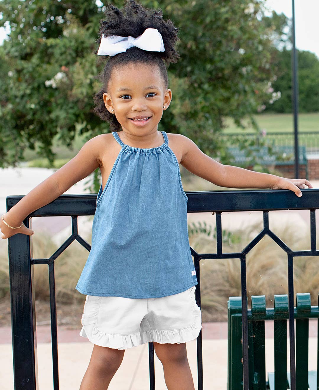 Toddler Girls White Ruffle Trim Woven Shorts for wholesale on Faire2