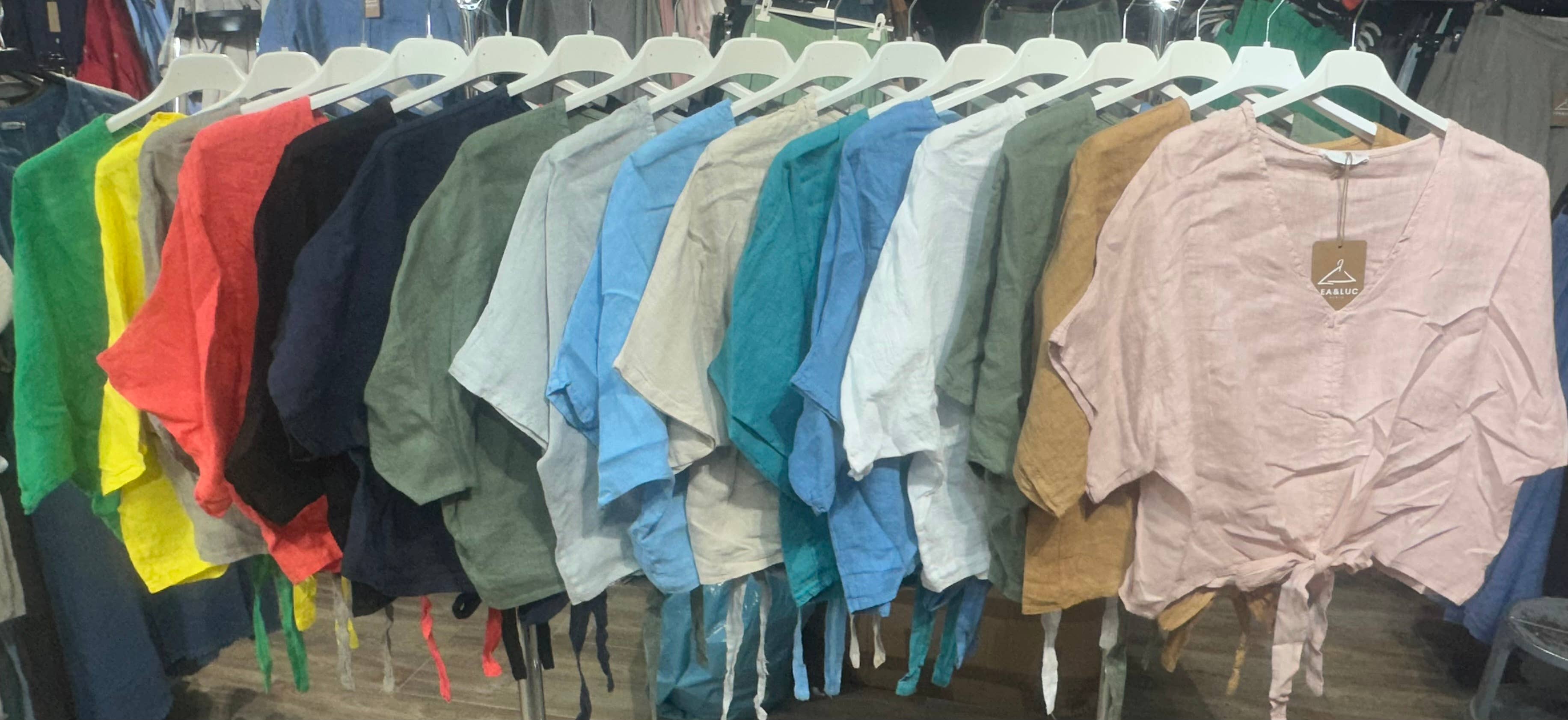 LÉA & LUC - Wholesale Overhemd met knopen - Dames - 100% linnen blouse met korte mouwen REF. 2507121