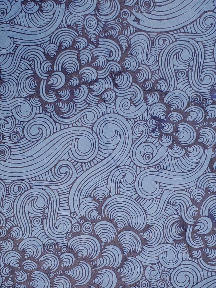 Lokta Printed Breeze Blue On Blue for wholesale by Aitoh Company