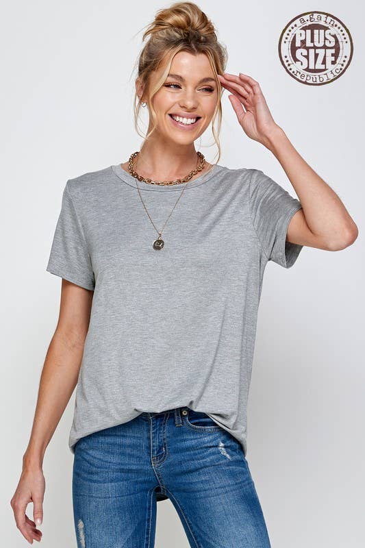 A.gain - Vendita all'ingrosso Maglietta - Donna - A.gain Top basico a maniche corte tinta unita taglie comode2