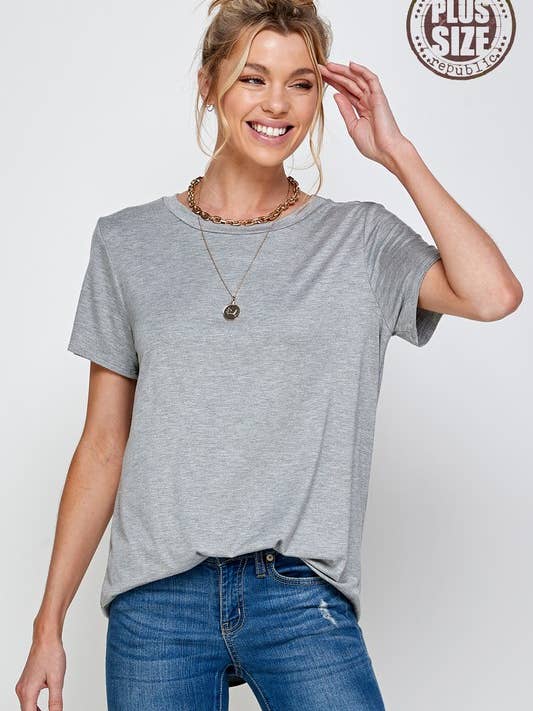 A.gain - Wholesale T-Shirt - Women's - 10733SSP07 - PLUS SIZE BASIC SOLID SHORT SLEEVE TOP2