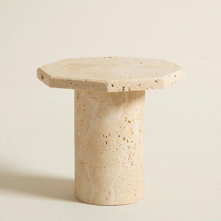 HAAND Craft - Vendita all'ingrosso Tavolini - SUPPORTO IN TRAVERTINO, Supporto in marmo naturale, ESPOSITORE OTTAGONALE