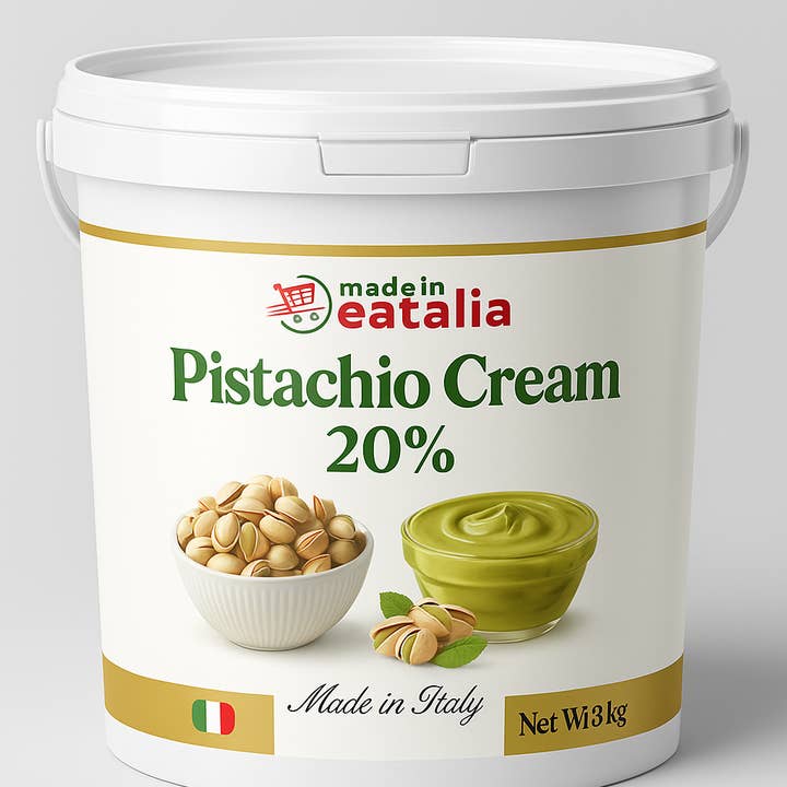 Made in Eatalia Pistachio Cream 20% (3 kg bucket) 6.6lb for wholesale by Made in eatalia