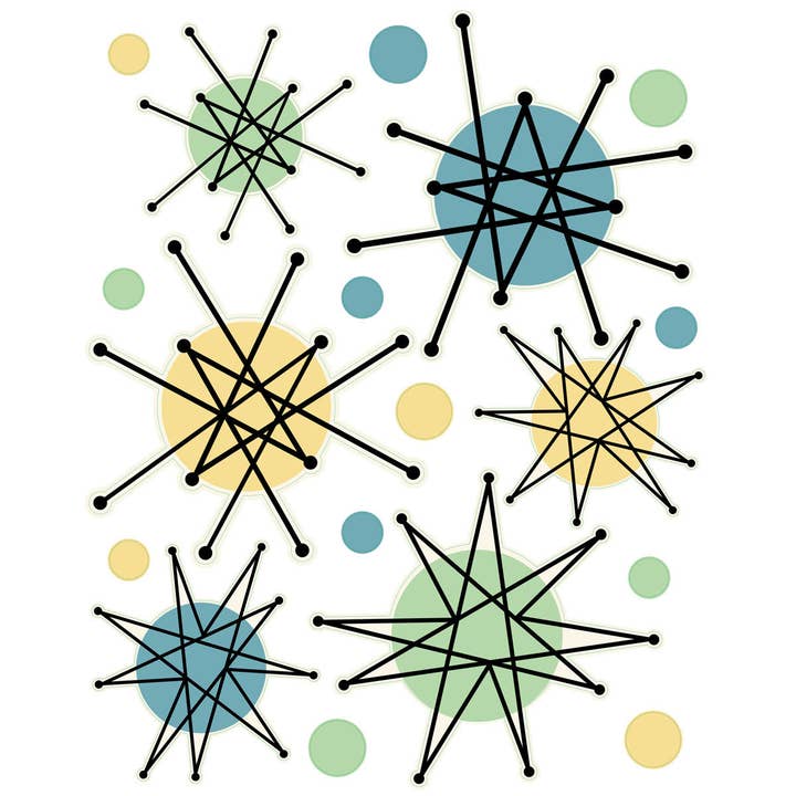 RetroPlanet – wholesale Wall decal/stickers – Retro Starburst Wall Stickers Retro Classic Set of 181