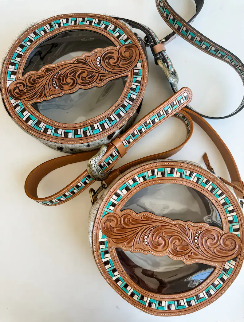 Boho Ranch Shop - Wholesale Crossbody Bag - Women's - JANIE CLEAR ROUND crossbody | hand tooled western festival0