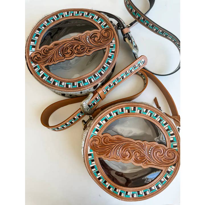 Boho Ranch Shop - Wholesale Crossbody Bag - Women's - JANIE CLEAR ROUND crossbody | hand tooled western festival