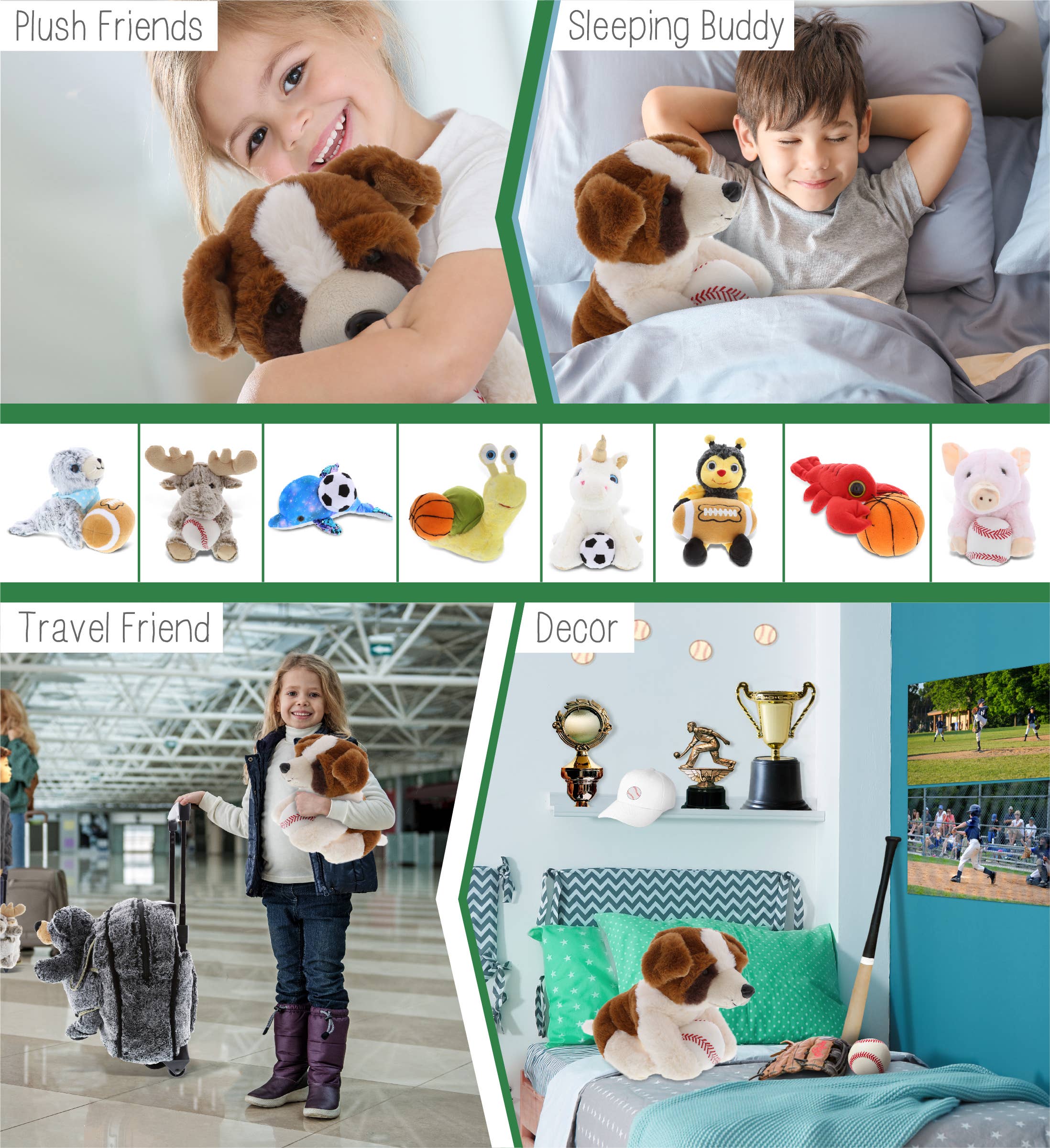 Cota Global - Vente Peluche – enfant et bébé - Baseball en peluche - Peluche super douce - Chien Saint-Bernard3