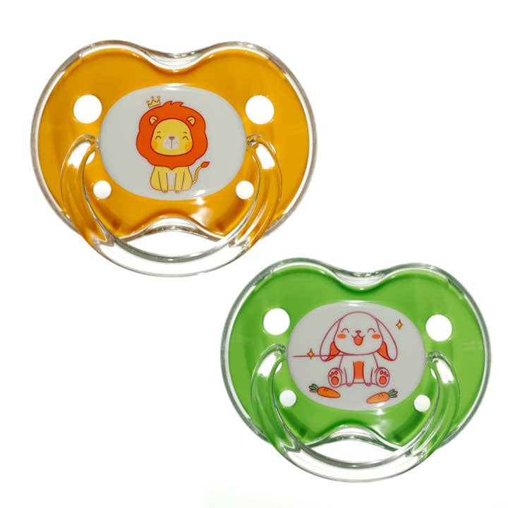 Binky Orthodontic Pacifier Set with Snap On Cover - Wild and Cuddly Series - Rabbit and Lion for wholesale by Playtex