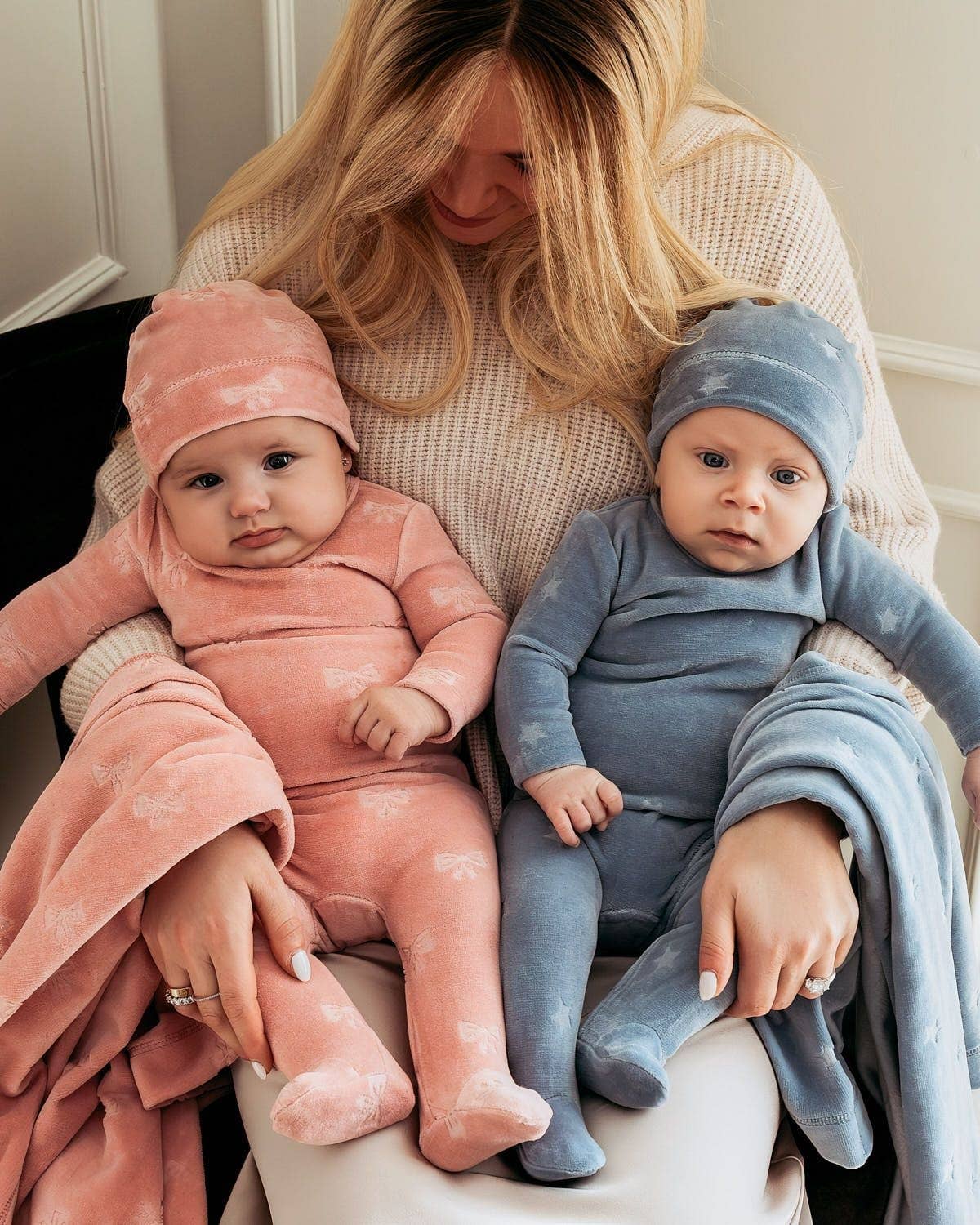 Pink Velvet Bow 3 Pc Footie Set for wholesale on Faire3