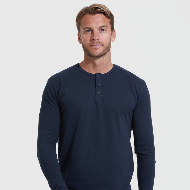 Long Sleeve Henley | Navy for wholesale by True Classic