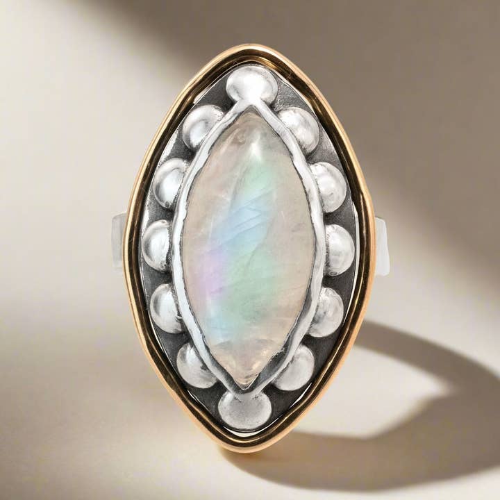 Moonstone Marquise Ring for wholesale by J + I Jewelry