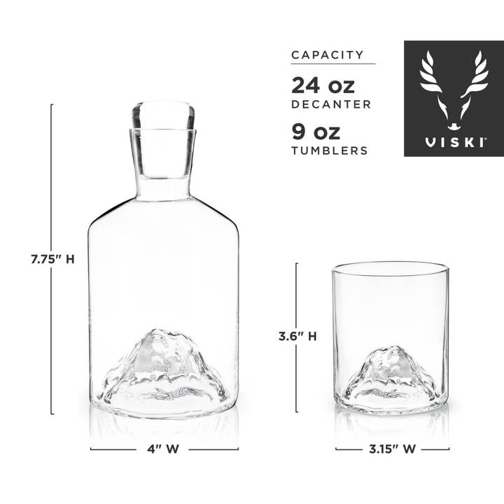 Viski - Wholesale Decanter - Mountain Crystal Decanter and Tumblers Set of 35