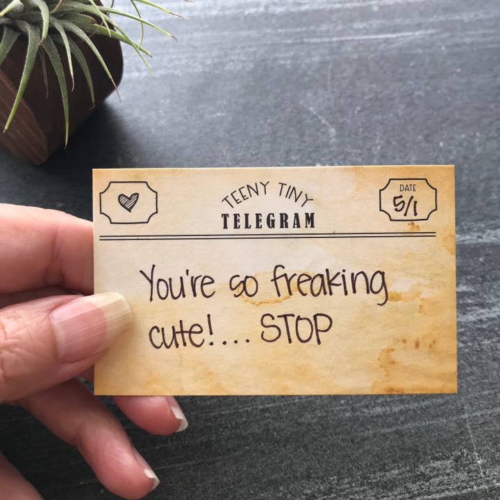 Kiss and Punch - Wholesale Stationery/Notecard Set - Mini Notecard Set of 60 - Teeny Tiny Telegram