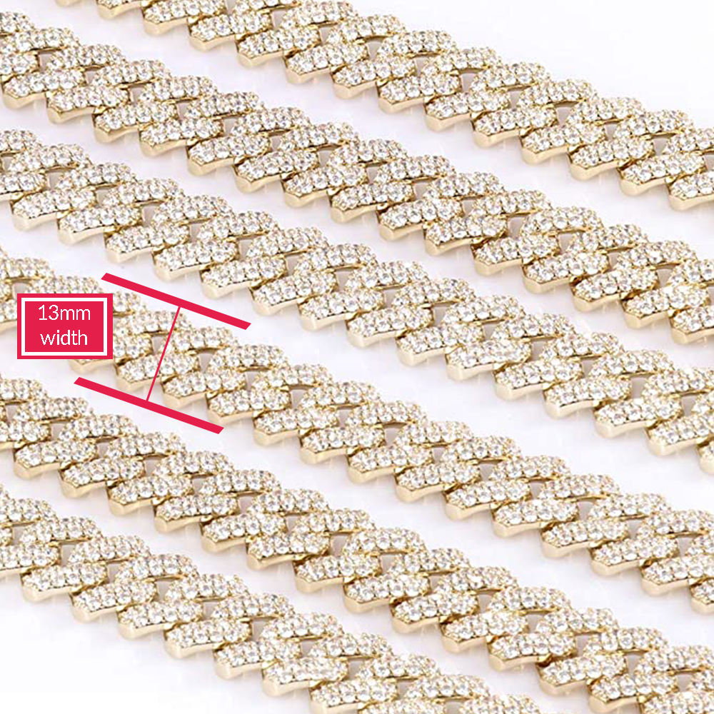 EMESLY - Vente Collier maille et chaîne - Collier chaîne à maillons cubains Miami (13 mm de largeur ; or)1