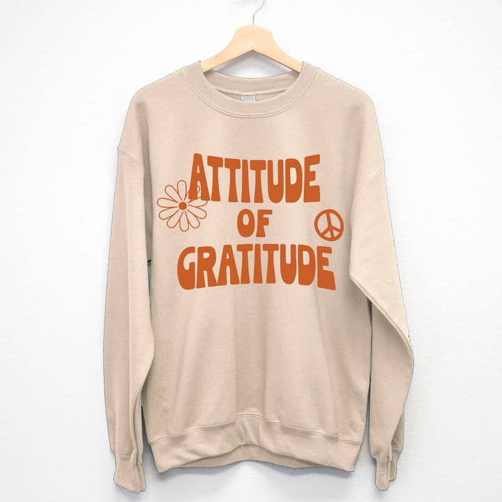 Attitude of Gratitude Women's Retro Thanksgiving Sweatshirt for wholesale by Nobullwoman Apparel