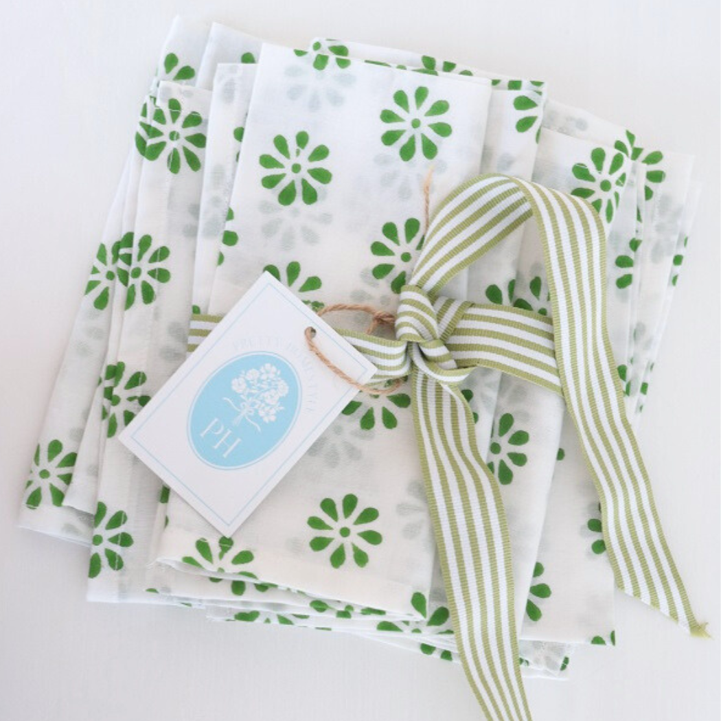Pretty Homestyle - Wholesale Dinner & cloth napkin - Green flower soft weave Cotton Napkin0
