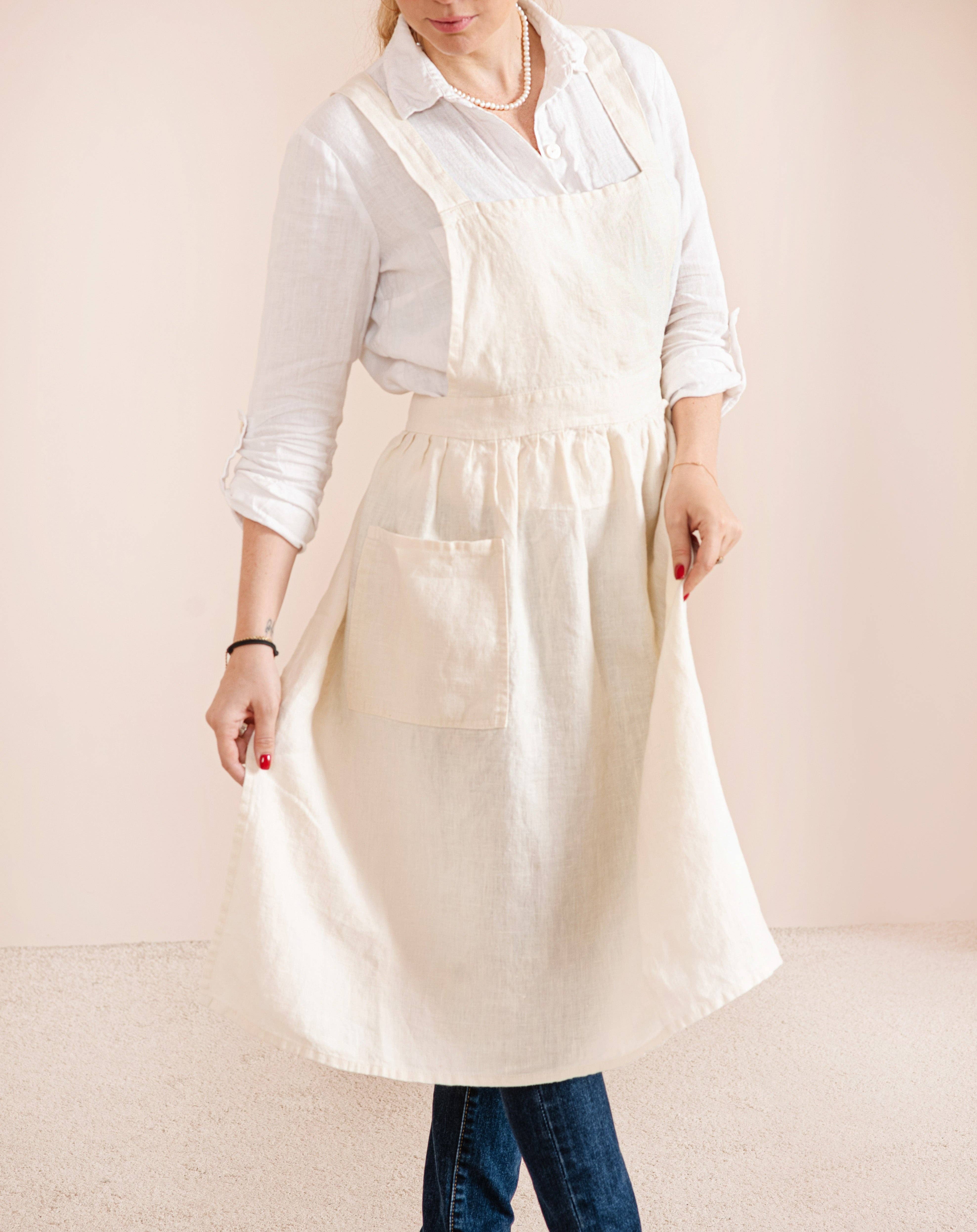 LinenQ - Wholesale Apron - Linen pinafore apron dress in various colors10