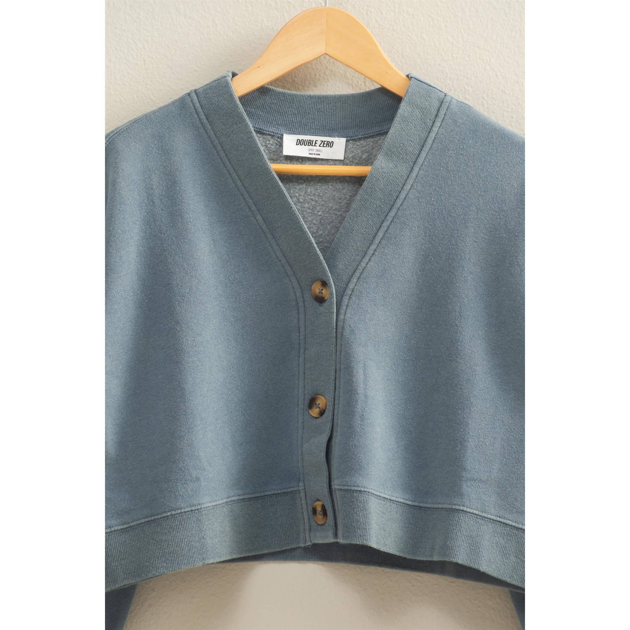 Double Zero - Wholesale Cardigan - Women's - Washed French Terry Cropped Cardigan19