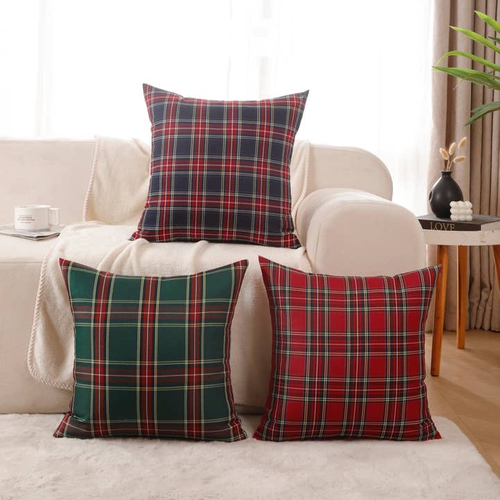 Polyester Cotton Tartan Check Cushion Cover Home Sofa 45x45 CM (18"x18") - Multiple Designs for wholesale by RKAAS HOME