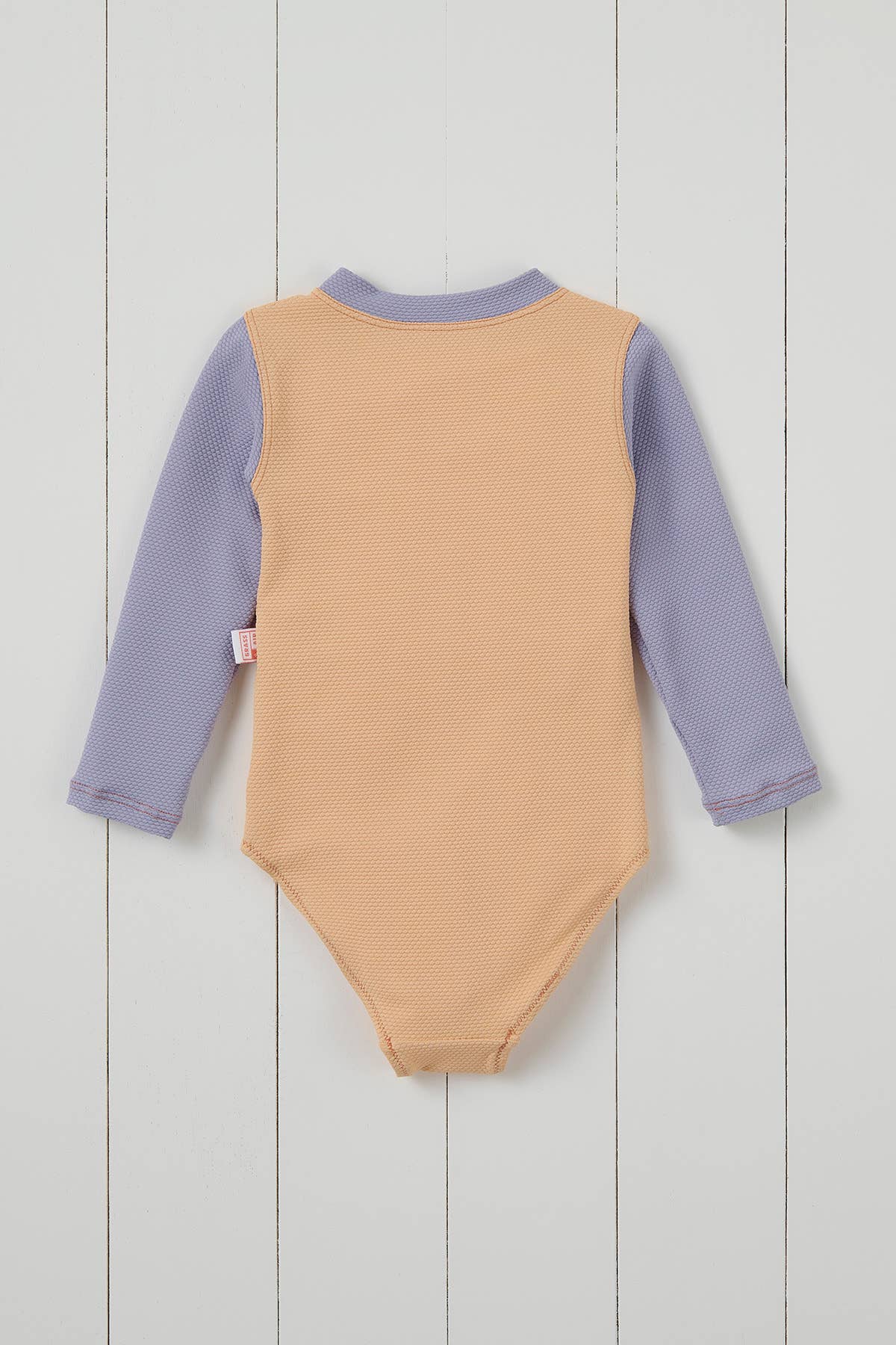 Peach Ribbed Kids Long Sleeve Swimsuit for wholesale on Faire3