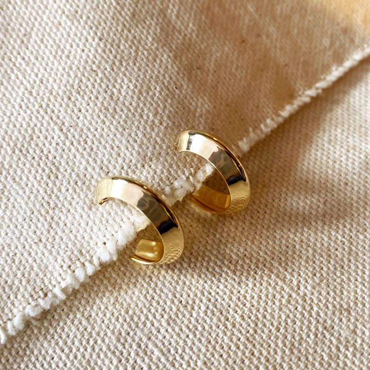 GoldFi - Wholesale Hoop Earrings - 18k Gold Filled Faceted Half-Hoop Earrings - Elegant Design1