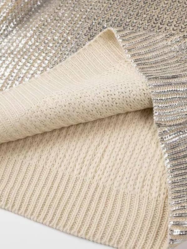 Silvery Shiny Retro Luxury Metallic Pullover Sweater for wholesale on Faire4