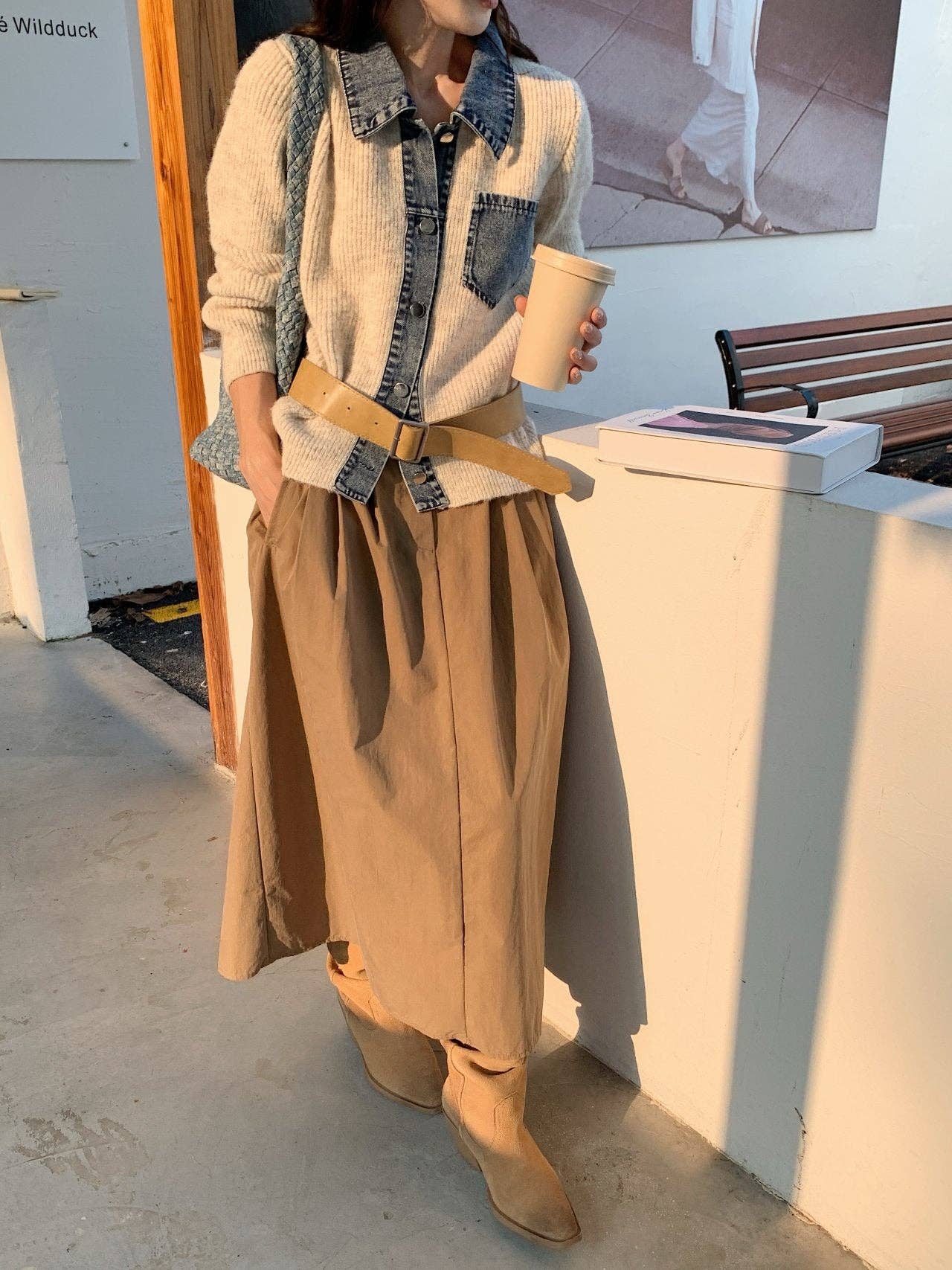 Little Light - Wholesale Jacket - Women's - Denim Layered Pocket Knit Jacket3