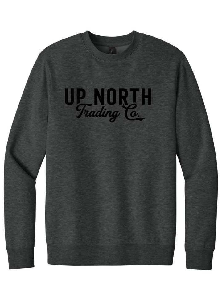 Charcoal Black Script Crewneck for wholesale by Up North Trading Company