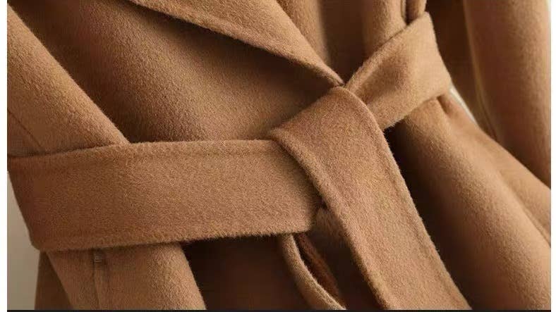 Sanyao Fashion - Vente Manteau en fourrure/fausse fourrure – femme - Manteau en laine double face mi-long ajusté pour femme SY2963