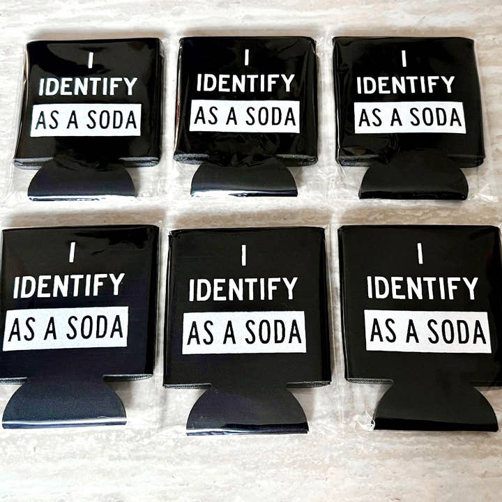 Artsaholic - Wholesale Drink Huggers & Koozies - I Identify As A Soda, Beer Koozie, Funny Can Cooler2