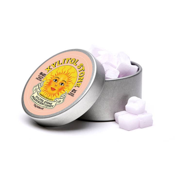 Xylitol Stone Sugar Free Hard Candy 70g Can, Peach for wholesale by Nuriearth Global USA