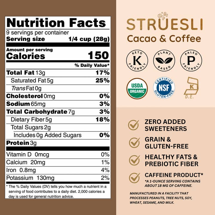 Struesli Granola Redefined – Großhandel Granola – Struesli Bio-Granola | Kakao & Kaffee | 255g, Glutenfrei2