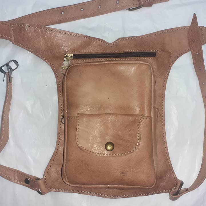 Biker Waist Bag zipper and button for wholesale by Hecho a mano