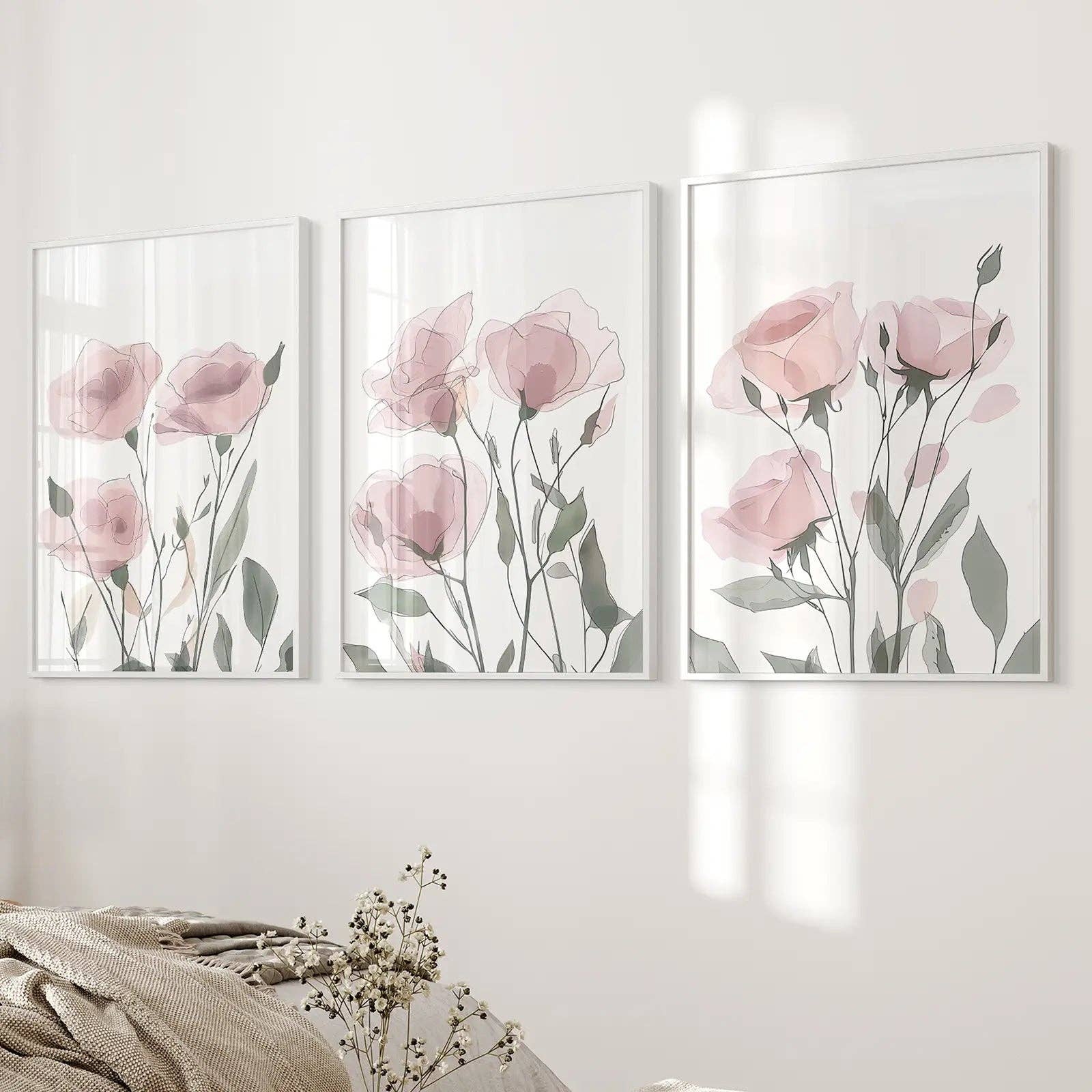 Art Lane – wholesale Wall art set – Watercolor Blush Pink Flowers Poster Decor9