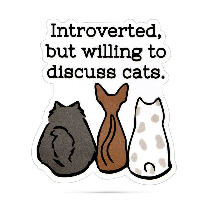 ellembee gift - Wholesale Sticker - Introvert maar bereid om grappige stickers van katten te bespreken0